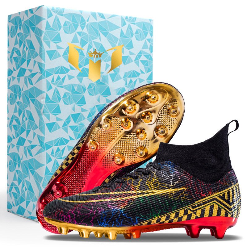 Men High Top Soccer Boots Spikes Electroplate Outsole AG Football Cleats Outdoor Training Football Soccer Shoes