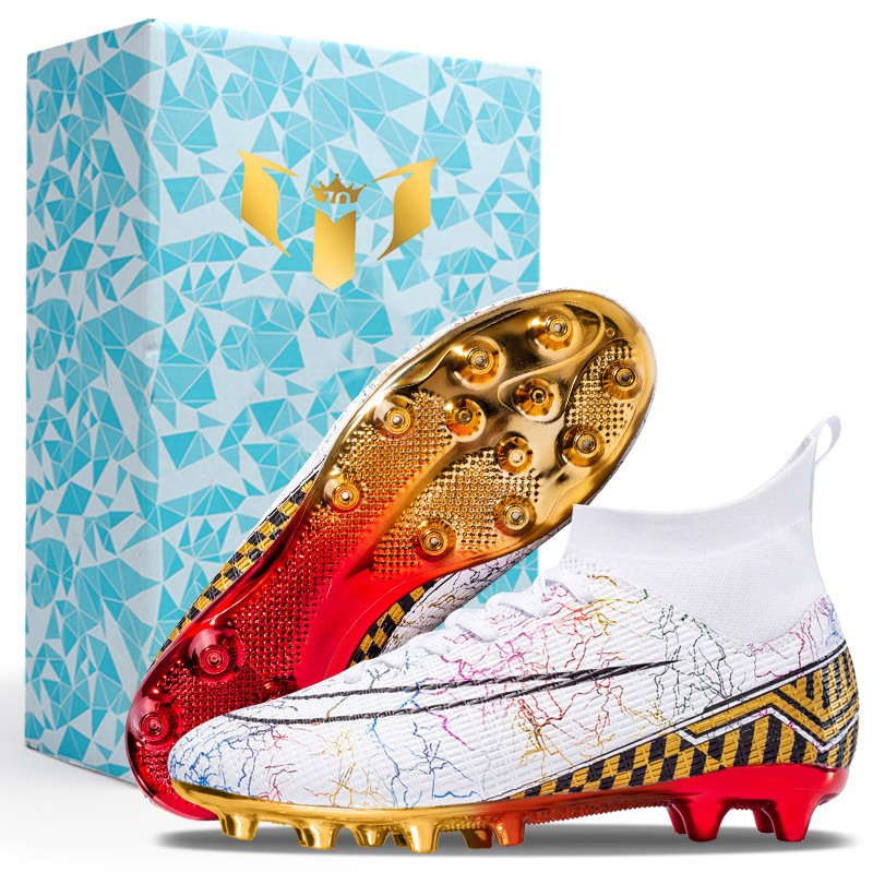 Men High Top Soccer Boots Spikes Electroplate Outsole AG Football Cleats Outdoor Training Football Soccer Shoes