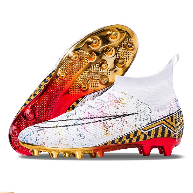 Men High Top Soccer Boots Spikes Electroplate Outsole AG Football Cleats Outdoor Training Football Soccer Shoes