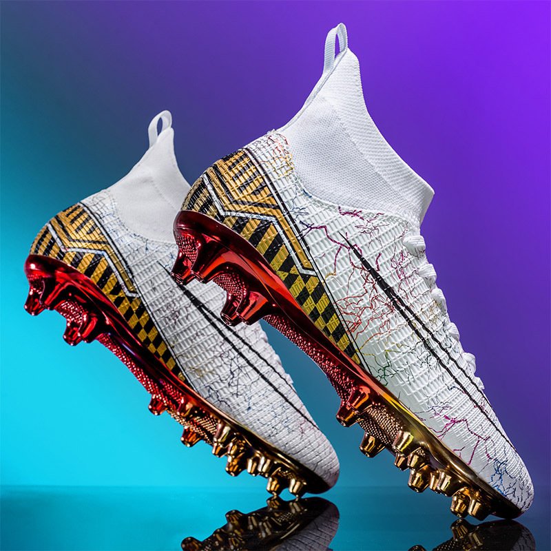 Men High Top Soccer Boots Spikes Electroplate Outsole AG Football Cleats Outdoor Training Football Soccer Shoes