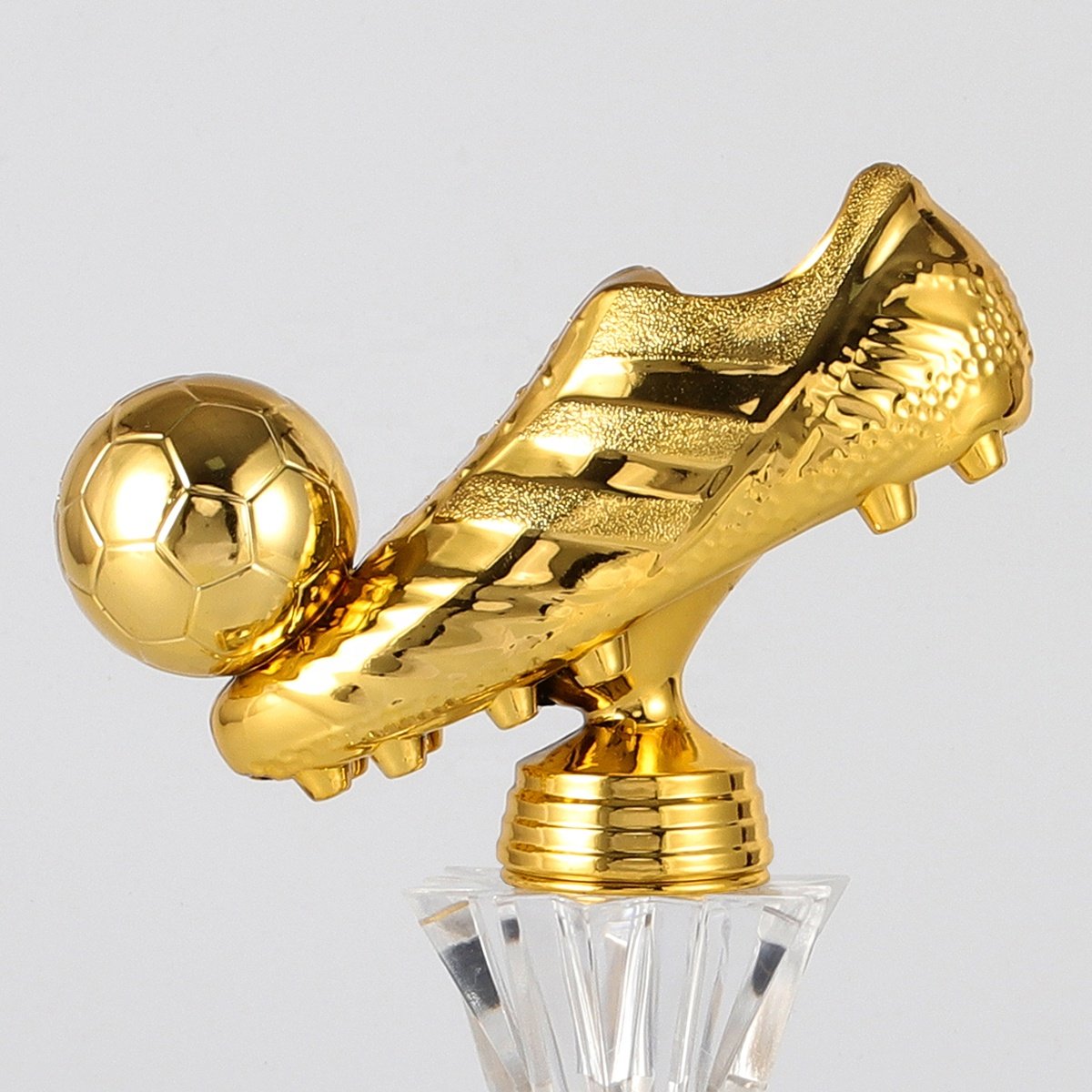 Custom Soccer Trophy Cup with Football Boots Figure Statue for Golden Shoe Award Champion League Sports Events