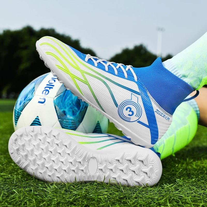 Kid's Football Boots Men's High-Top Soccer Shoes Boys Anti-Slip Grass Training Soccer Cleats High Quality FG/TF Boots Size 31-48