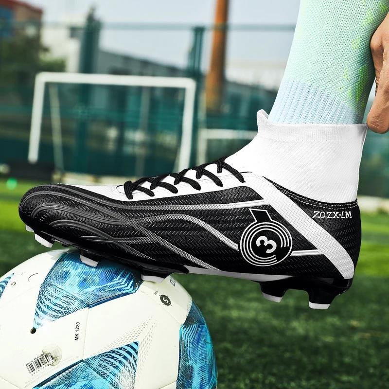Kid's Football Boots Men's High-Top Soccer Shoes Boys Anti-Slip Grass Training Soccer Cleats High Quality FG/TF Boots Size 31-48