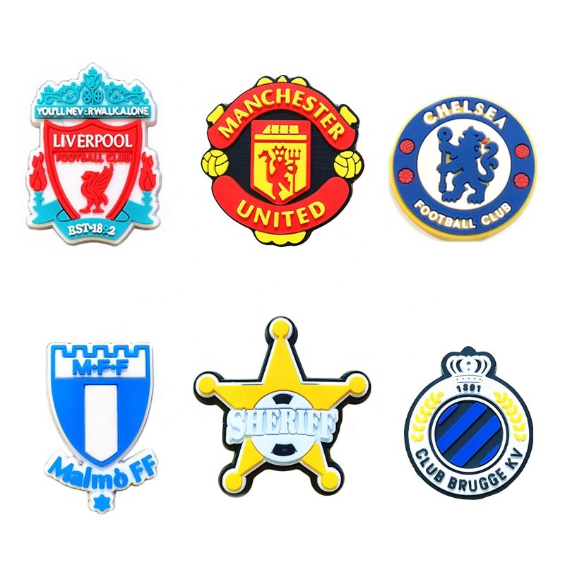 Popular PVC European Football Accessories Club Association Charm Shoe Decorations Football Soccer Shoe Charms For European Club