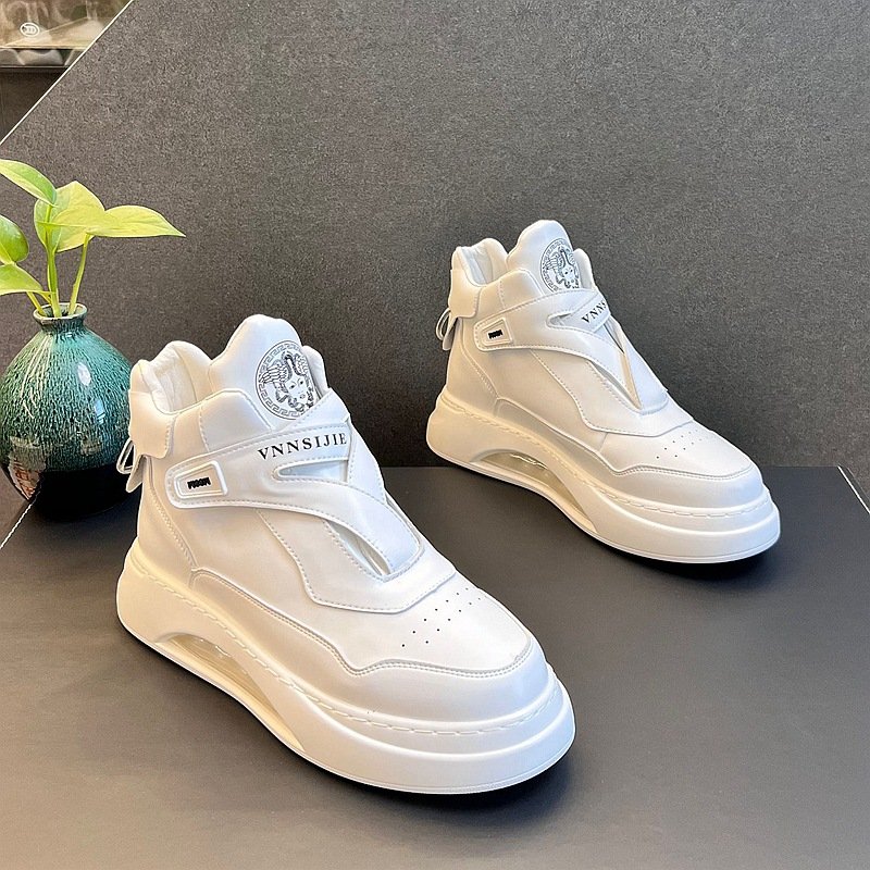 2024 new men's fashion casual sports shoes mesh surface breathable increase sports skateboard shoes lace-up walking shoes