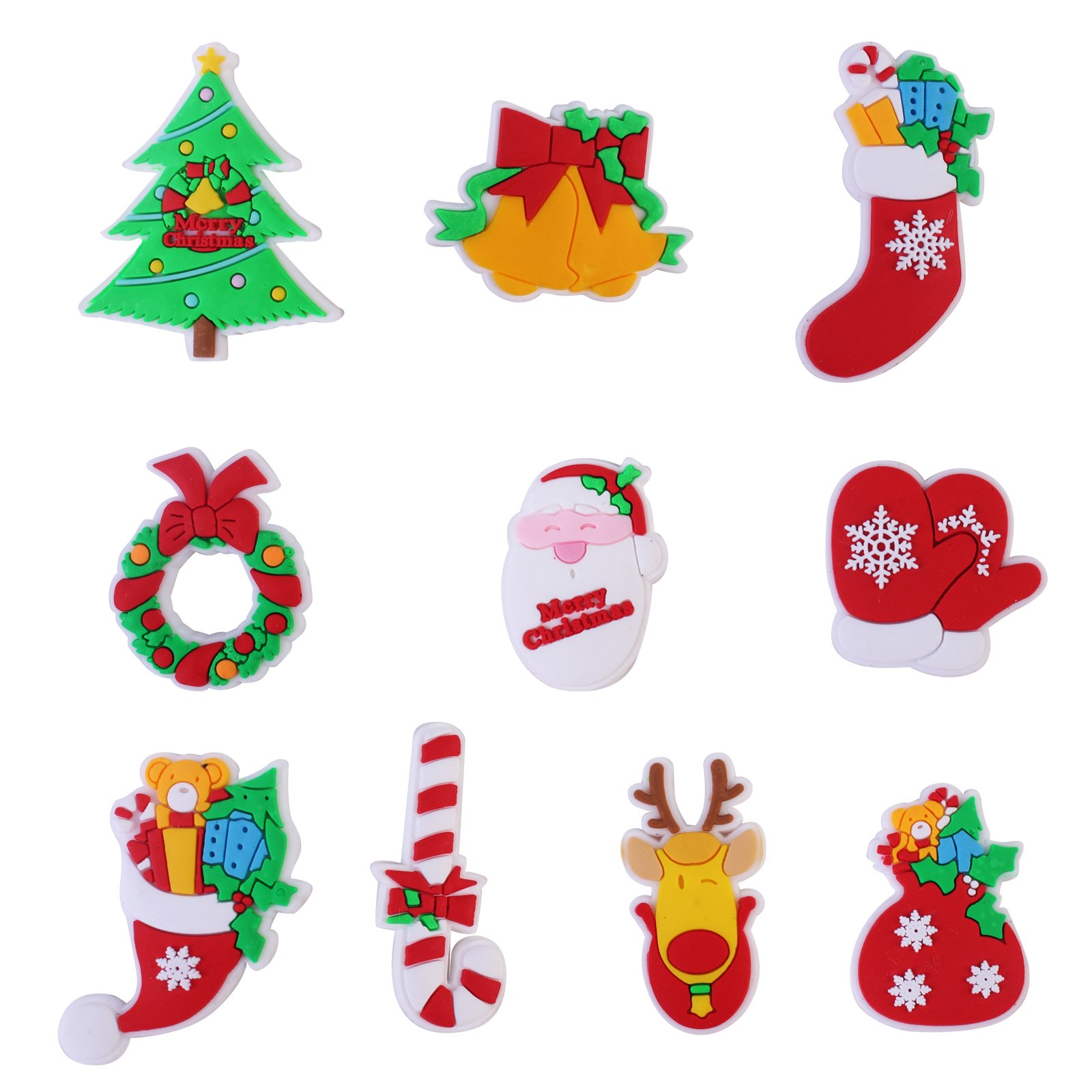 2024 New Arrival Wholesale PVC Cute Santa Christmas Shoe Charms Sweater Elk Socks Bell Custom Logo Shoe Charms Decorations