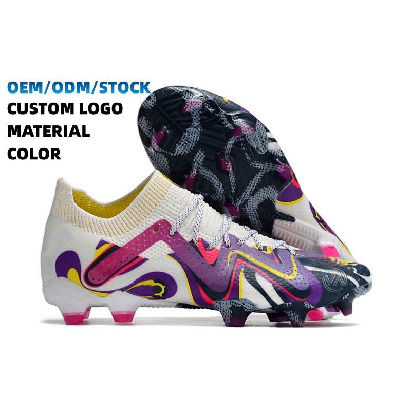 Customized new football shoes paired with high-quality training waterproof knitted anti slip studs FG football shoes