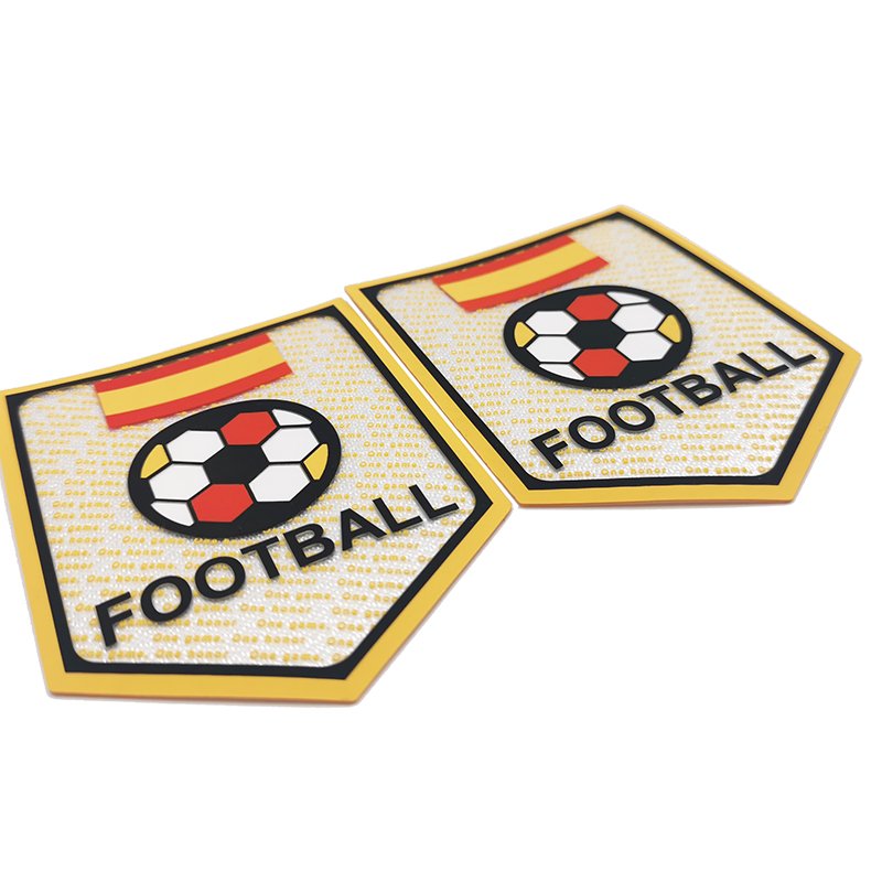 Custom 3D Raised Football Soccer Team Name Sublimation Print Silicone Patch Embossed Rubber Club Badge Brand Label