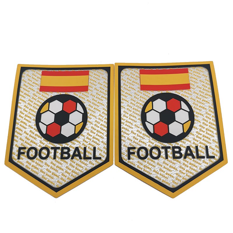 Custom 3D Raised Football Soccer Team Name Sublimation Print Silicone Patch Embossed Rubber Club Badge Brand Label