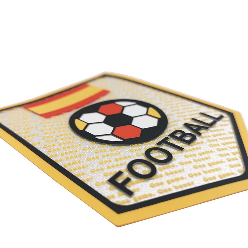 Custom 3D Raised Football Soccer Team Name Sublimation Print Silicone Patch Embossed Rubber Club Badge Brand Label