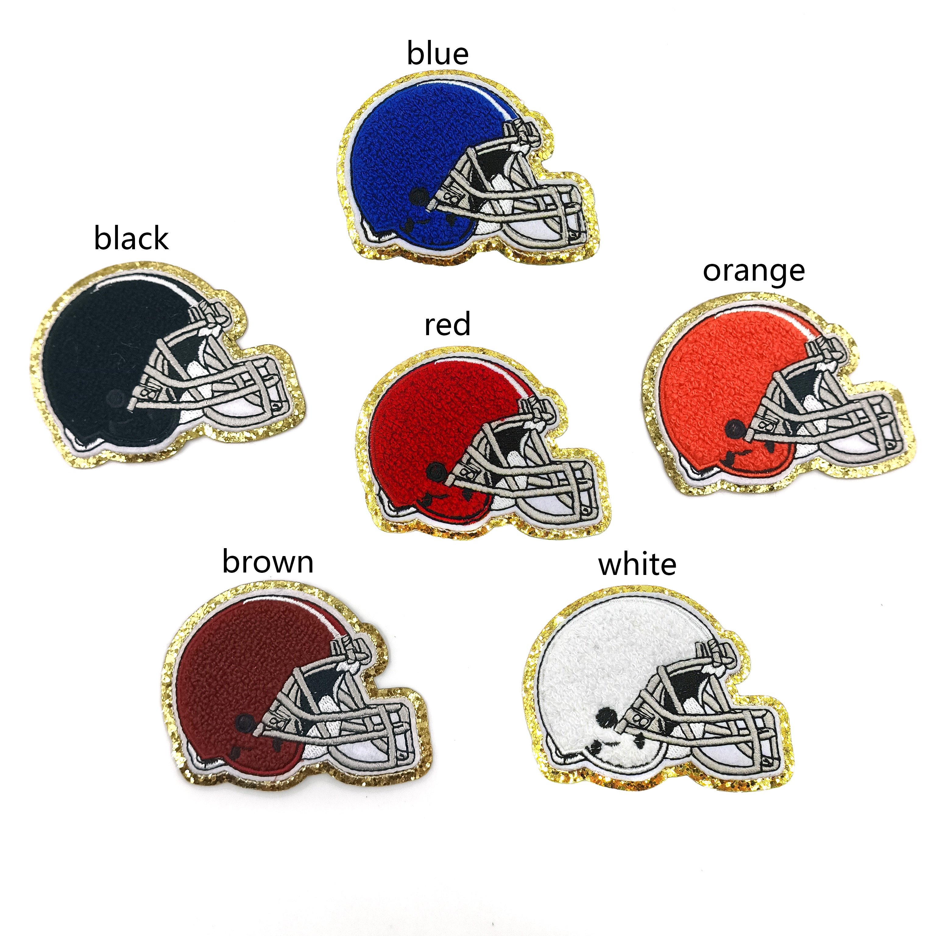 Football helmet chenille glitter self-adhesive iron-on american soccer patch helmet patch