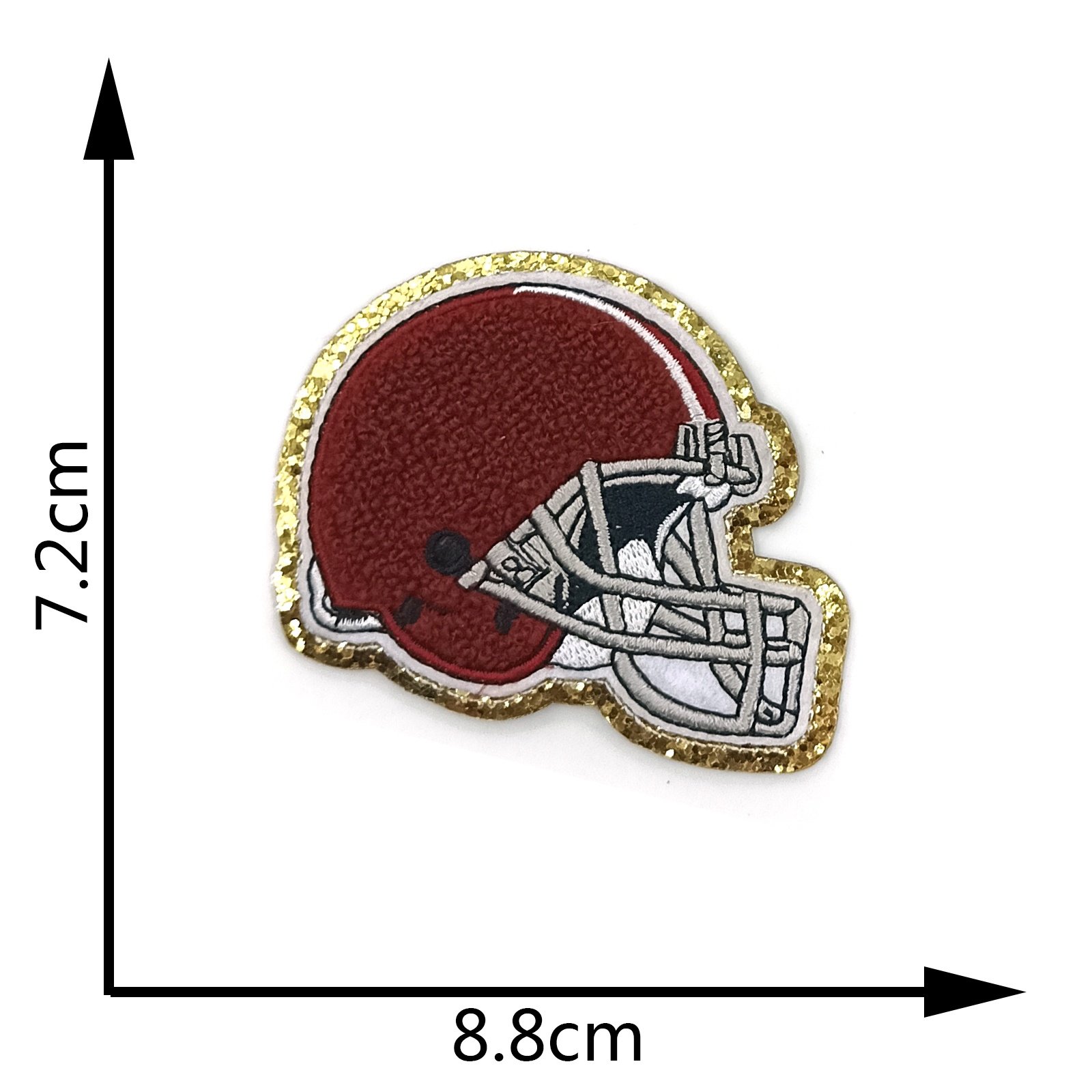 Football helmet chenille glitter self-adhesive iron-on american soccer patch helmet patch