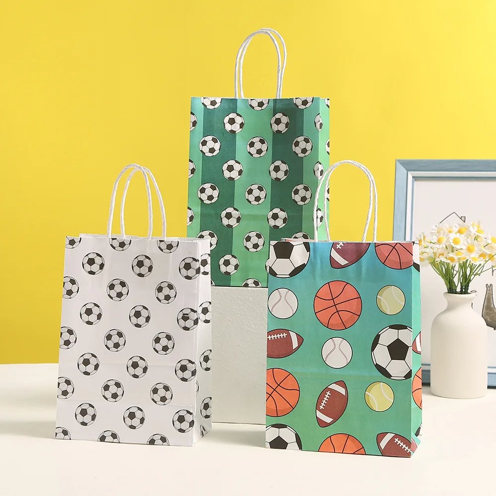 KM Sports Theme Party Gift Bag Candy Cartoon Gift Kraft Paper Bag