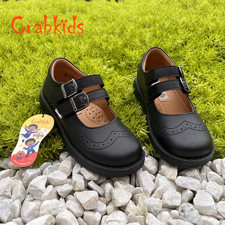 Crabkids New Style Quality Toddler Uniform Dress Shoes Genuine Leather Kids Kids School Shoes