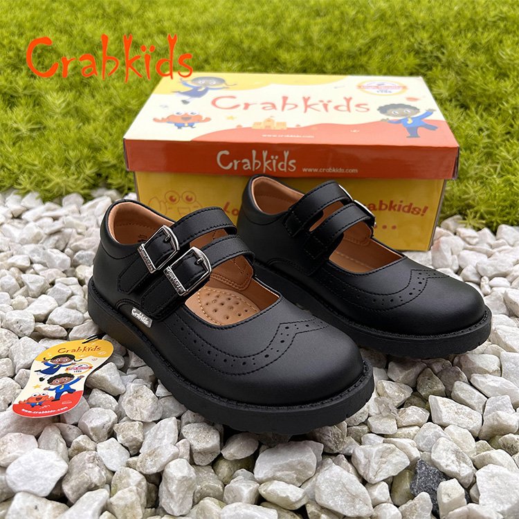 Crabkids New Style Quality Toddler Uniform Dress Shoes Genuine Leather Kids Kids School Shoes