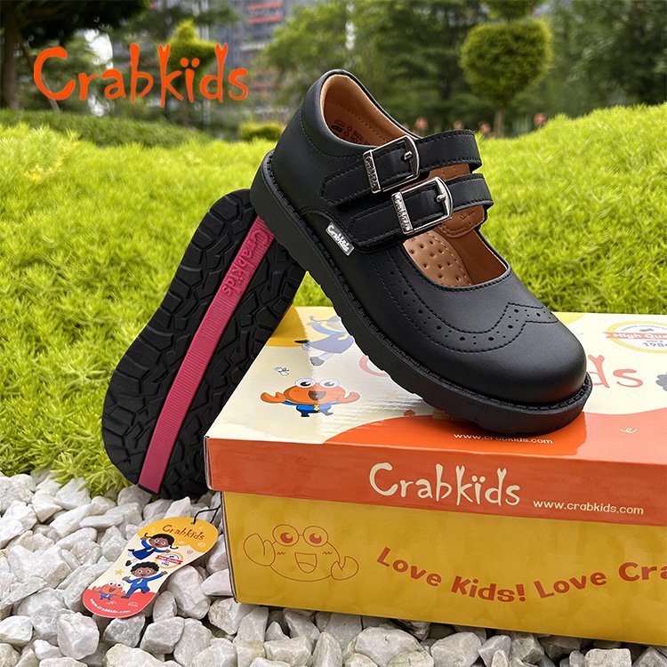 Crabkids New Style Quality Toddler Uniform Dress Shoes Genuine Leather Kids Kids School Shoes