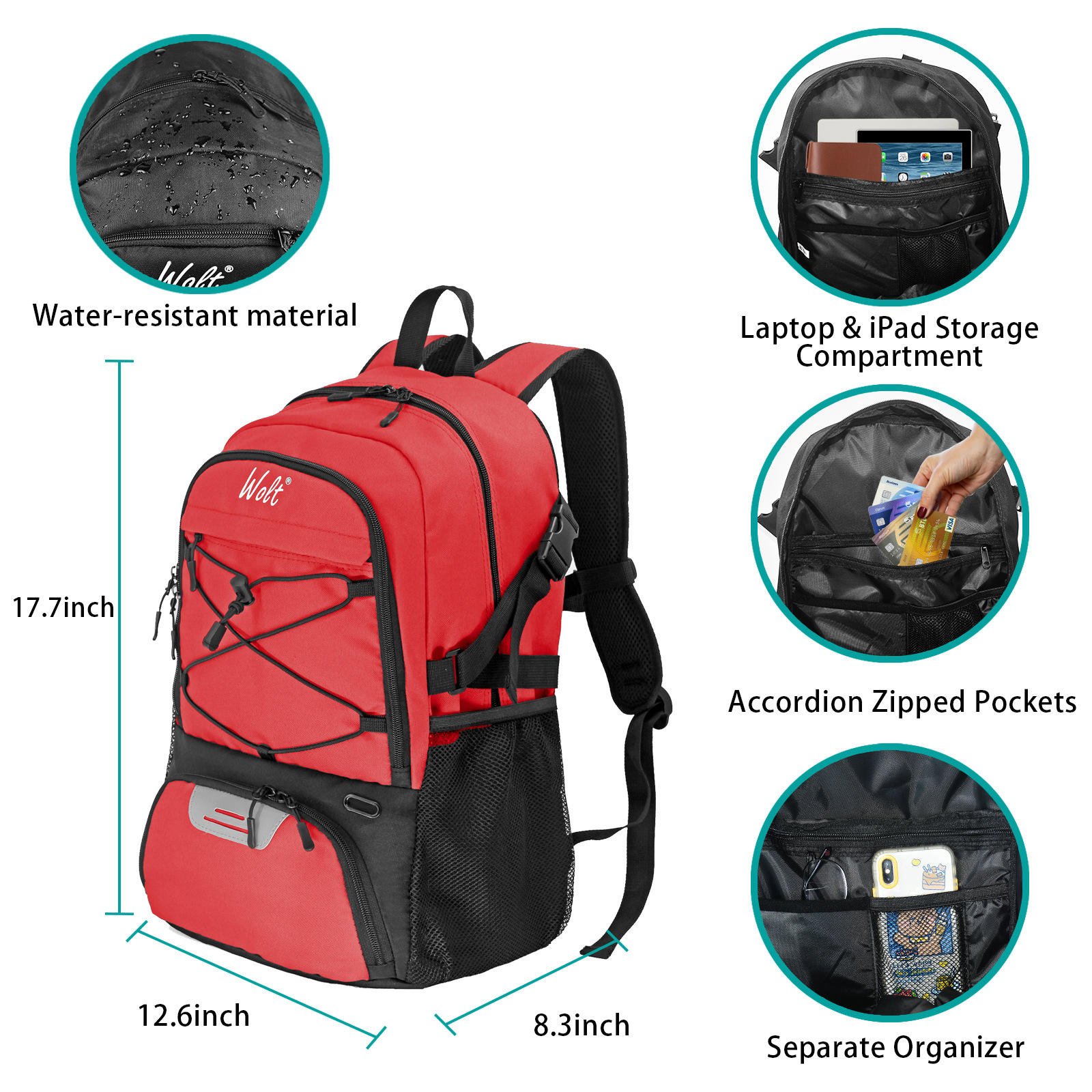 Large Sports Bag with Separate Ball holder & Shoes compartment, Best for Basketball, Soccer, Gym, Pickleball Basketball Backpack