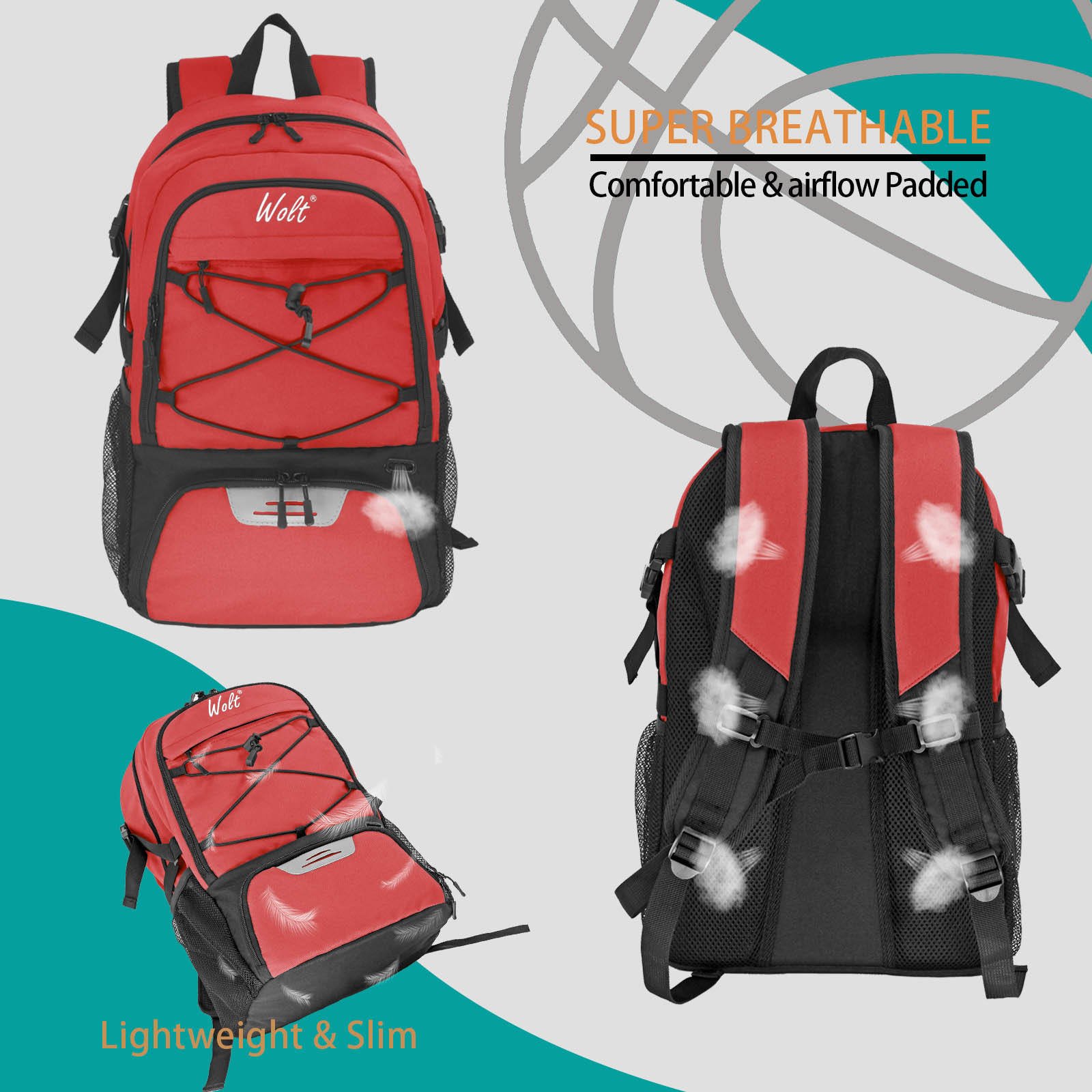 Large Sports Bag with Separate Ball holder & Shoes compartment, Best for Basketball, Soccer, Gym, Pickleball Basketball Backpack