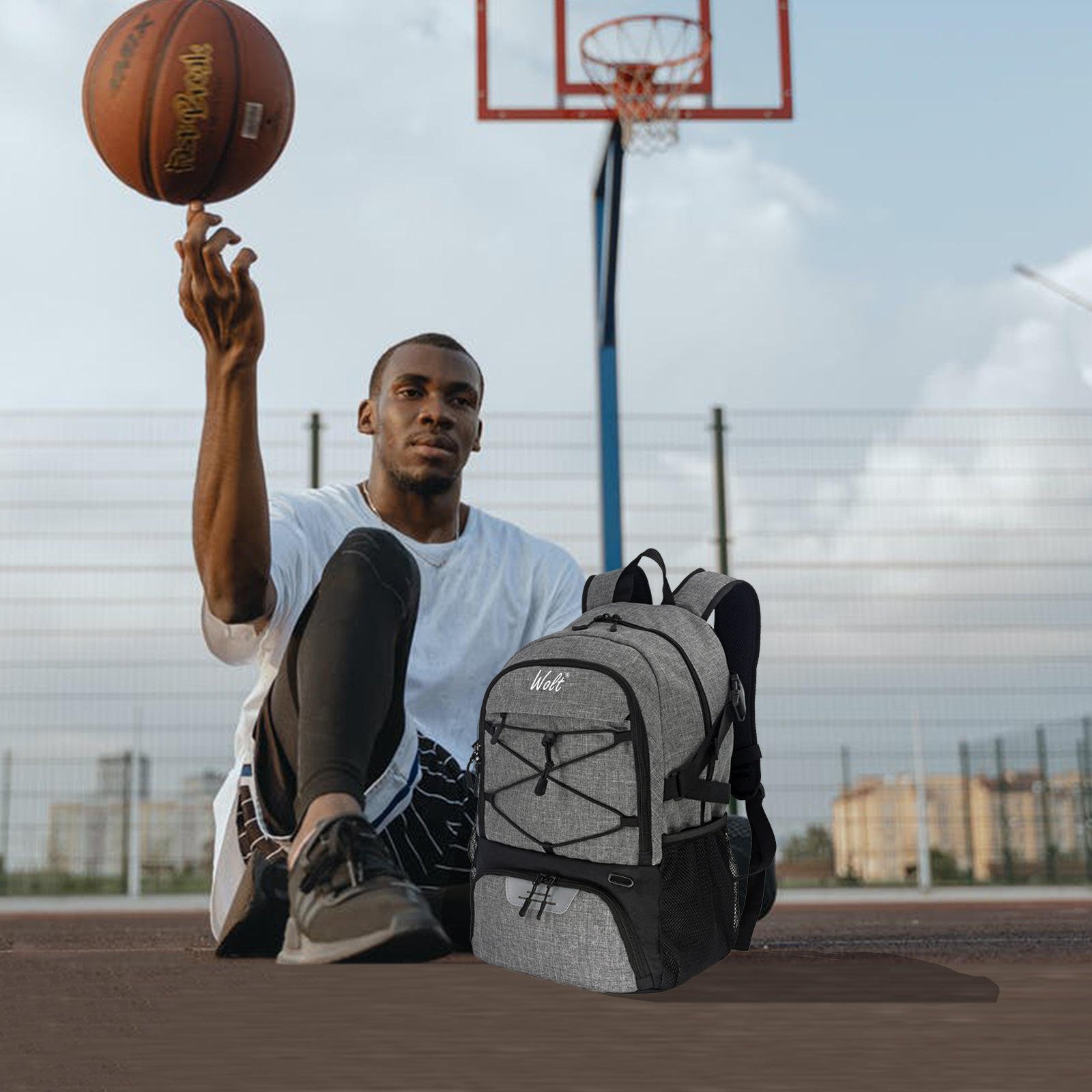 Large Sports Bag with Separate Ball holder & Shoes compartment, Best for Basketball, Soccer, Gym, Pickleball Basketball Backpack