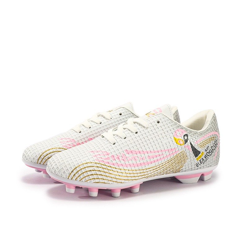 Wholesale Pink Leather Football Boots Children's Soccer Shoes in Stock Low-Priced for Summer and Winter Use