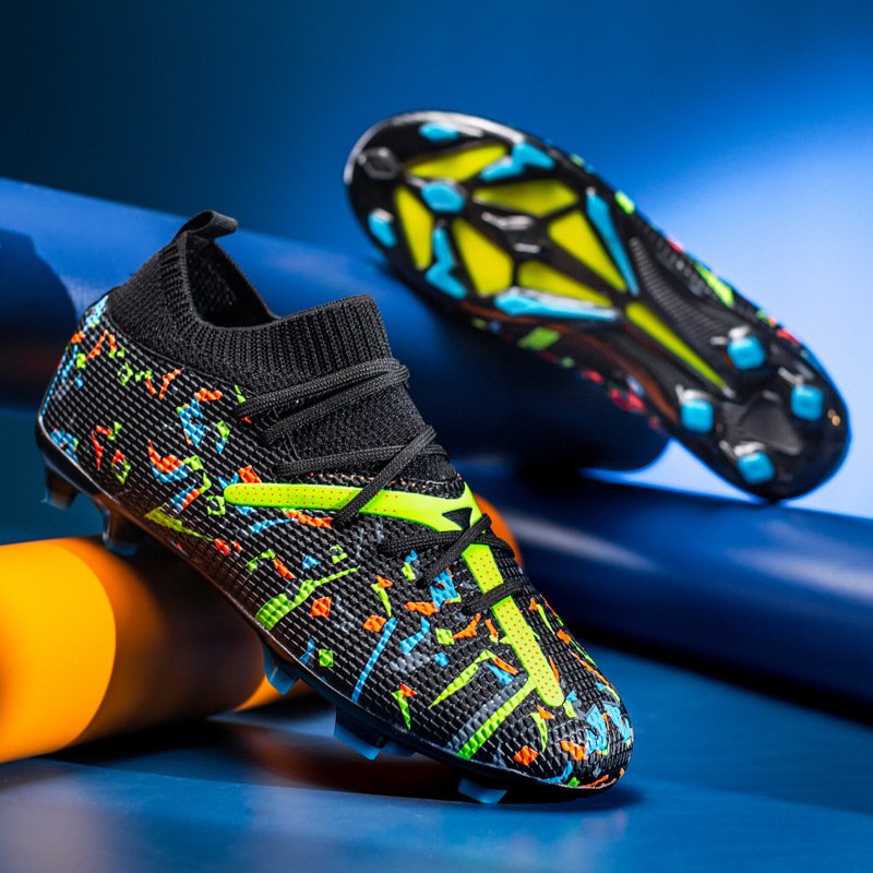 2024 new designer printing indoor TF broken nail football shoes flying woven FG long nail training soccer shoes for men women