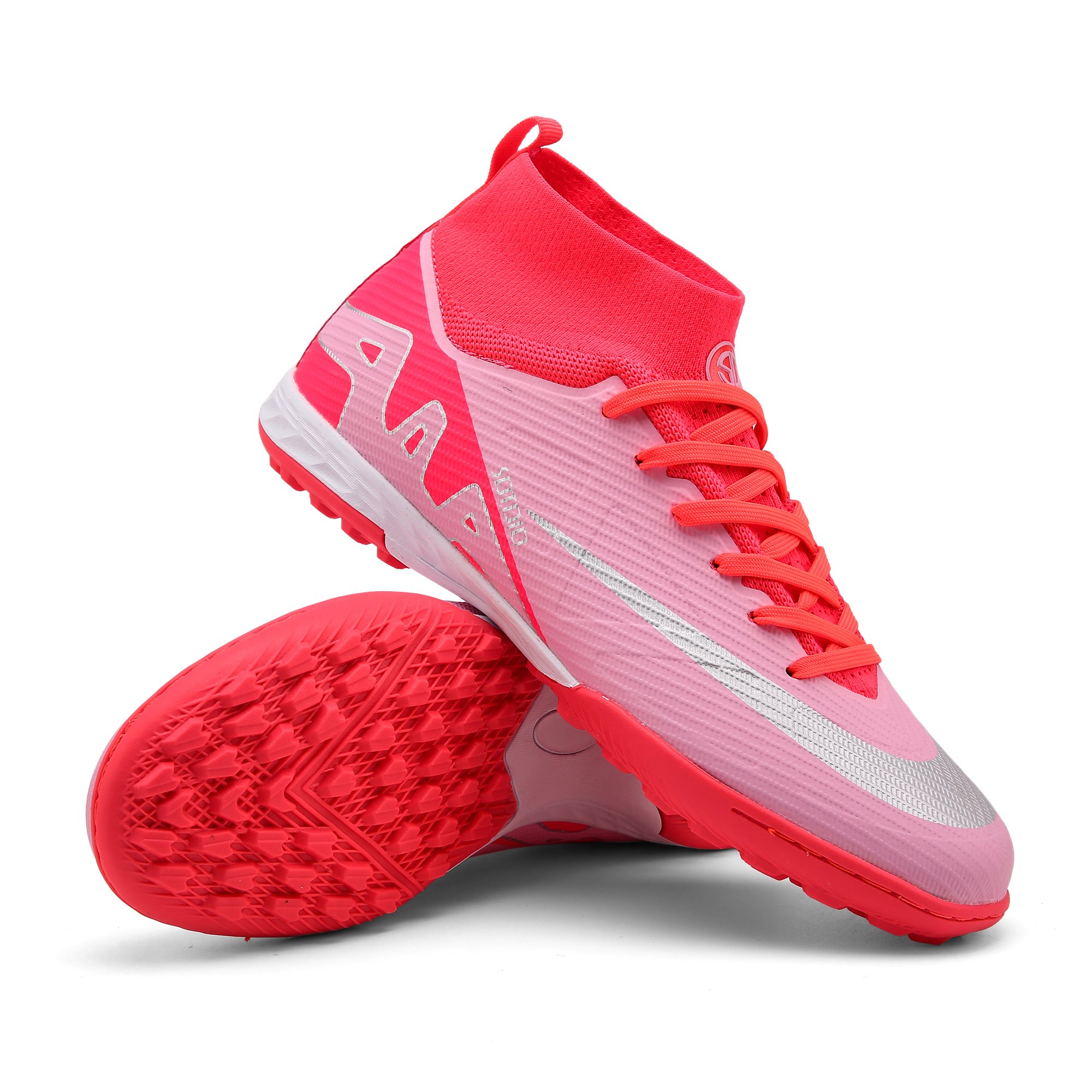 Manufacture Black Oem Futsal Indoor High-Top Highly Embossed Professional Football Shoes Soccer for Men