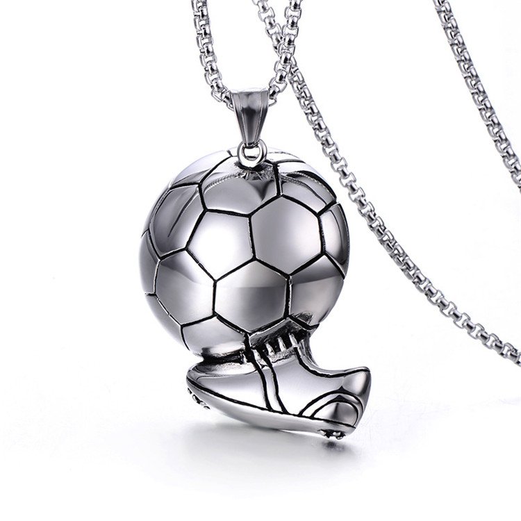 Ruigang Antique 316L Stainless Steel Pendant Hips Hops Soccer Ball Shoe Necklace