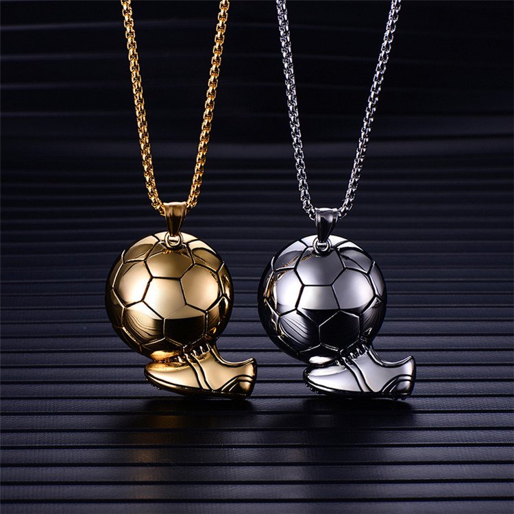 Ruigang Antique 316L Stainless Steel Pendant Hips Hops Soccer Ball Shoe Necklace