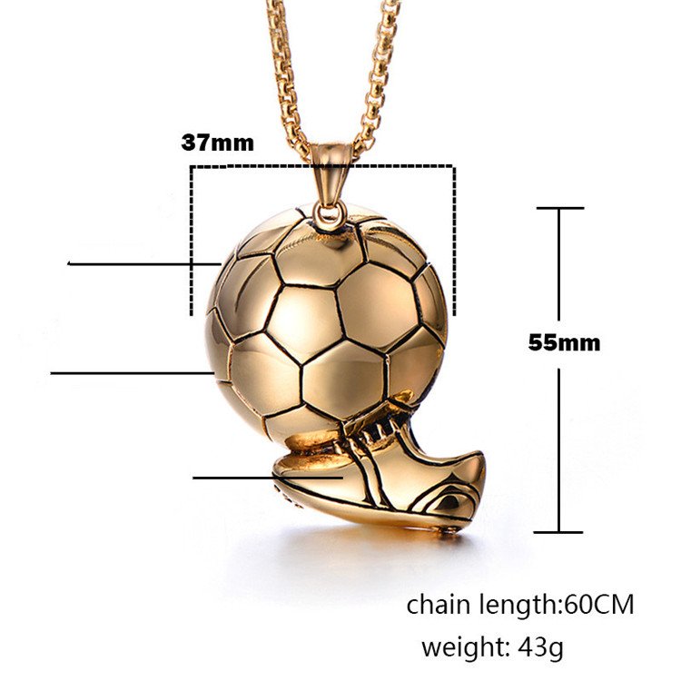 Ruigang Antique 316L Stainless Steel Pendant Hips Hops Soccer Ball Shoe Necklace