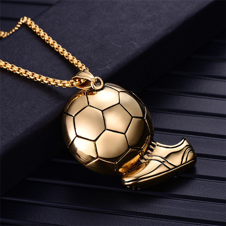 Ruigang Antique 316L Stainless Steel Pendant Hips Hops Soccer Ball Shoe Necklace