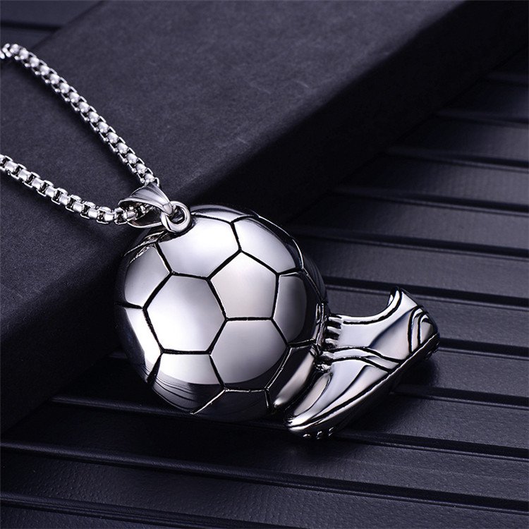 Ruigang Antique 316L Stainless Steel Pendant Hips Hops Soccer Ball Shoe Necklace