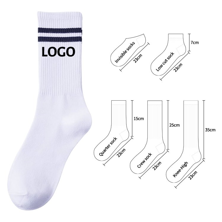 Custom High Quality School White Plain Unisex Breathable Black Cushioned Thick Thermal OEM Blank Solid Customize Cotton Socks