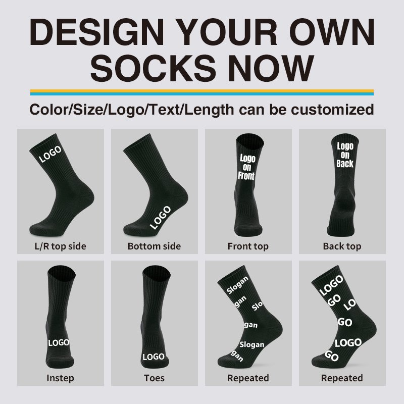 Custom High Quality School White Plain Unisex Breathable Black Cushioned Thick Thermal OEM Blank Solid Customize Cotton Socks