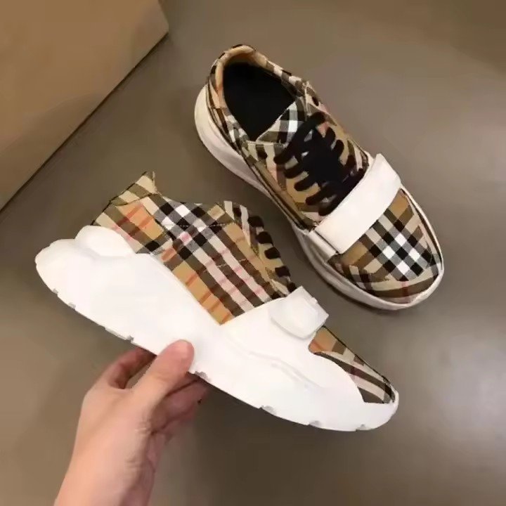 Top quality design brand men's fashion luxury casual sneakers plaid print plaid pattern casual walking shoes
