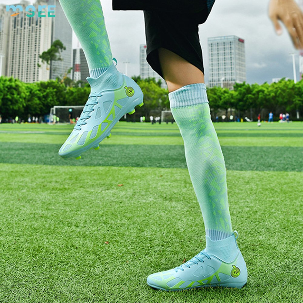 SeeMore Selection Lightweight Shock Resistant Training High Top Soccer Shoes Football Boots FG Soccer Cleats