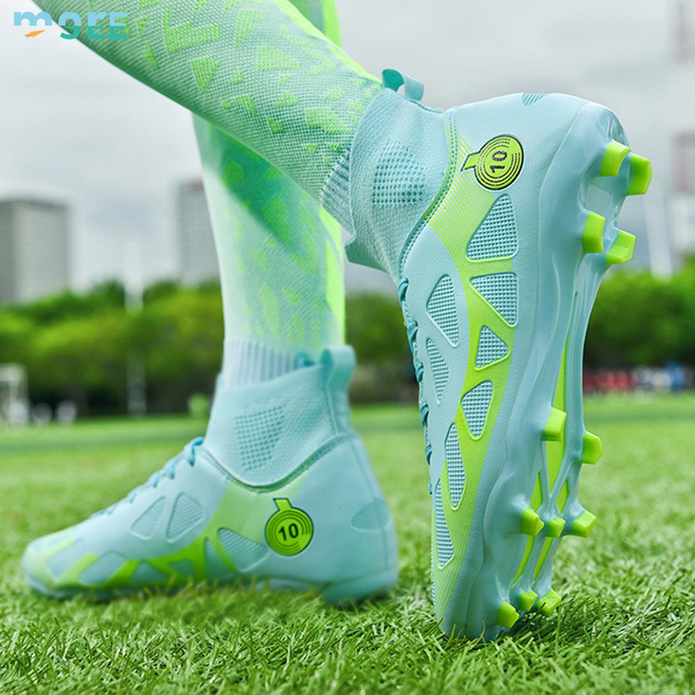 SeeMore Selection Lightweight Shock Resistant Training High Top Soccer Shoes Football Boots FG Soccer Cleats