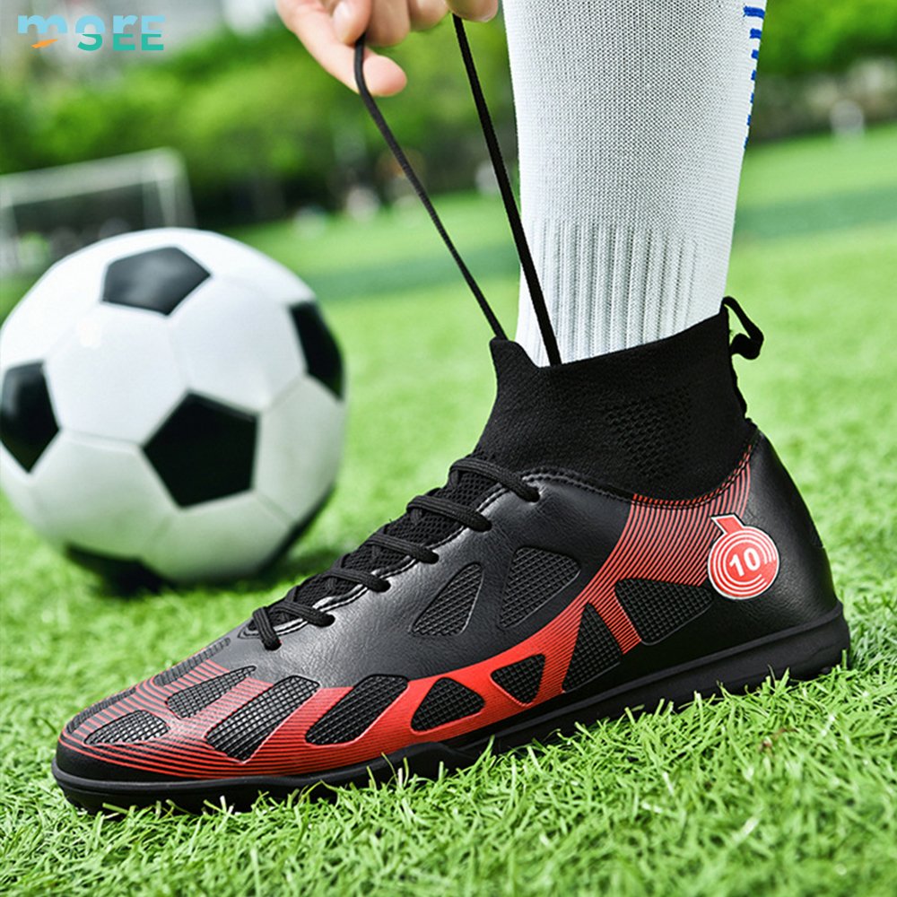 SeeMore Selection Lightweight Shock Resistant Training High Top Soccer Shoes Football Boots FG Soccer Cleats