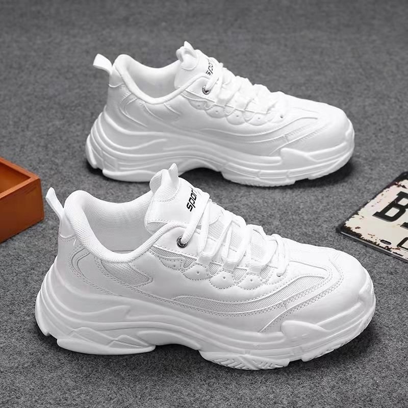 New fashion 2024 Autumn winter leisure sports walking shoes lace-up skateboard shoes sports tennis shoes soft sole increase