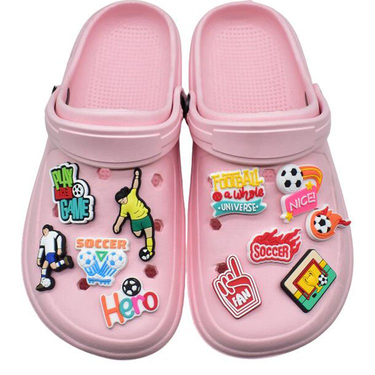 creative shoe charms new styles football shoe Charms accessories DIY decoration soccer PVC soft shoe flowers buckle for Croc