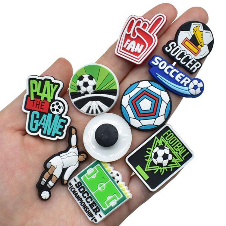 creative shoe charms new styles football shoe Charms accessories DIY decoration soccer PVC soft shoe flowers buckle for Croc