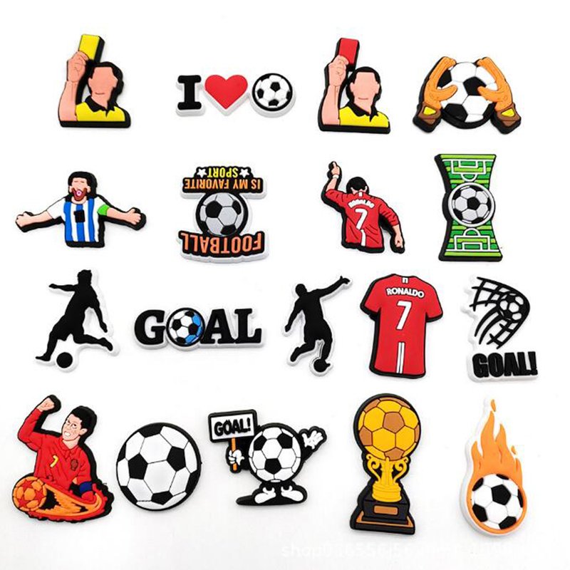 creative shoe charms new styles football shoe Charms accessories DIY decoration soccer PVC soft shoe flowers buckle for Croc