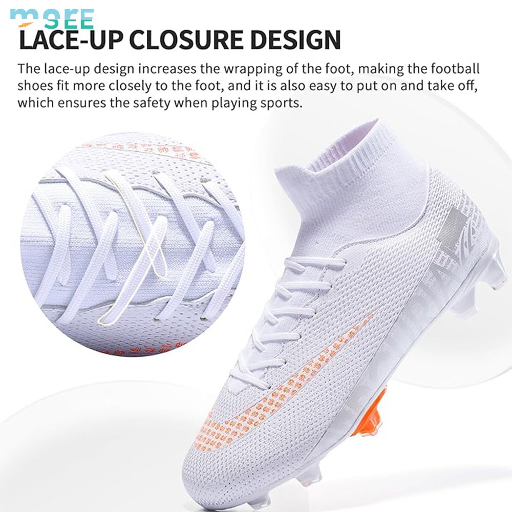SeeMore Brand Men High-Tops Lace-Up Non-Slip Spikes Outdoor Baseball Lacrosse Rugby Combat Soccer Shoes Football Cleats Boots