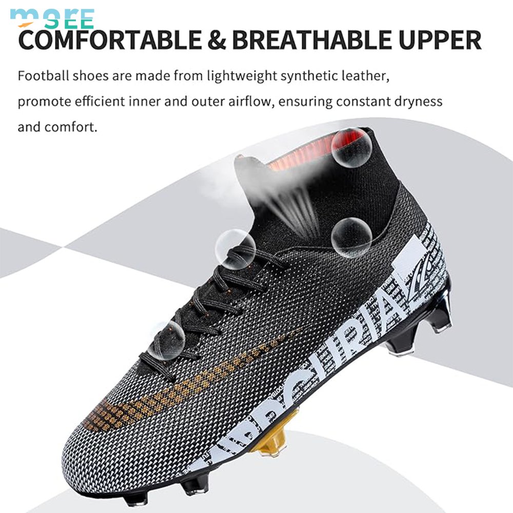 SeeMore Brand Men High-Tops Lace-Up Non-Slip Spikes Outdoor Baseball Lacrosse Rugby Combat Soccer Shoes Football Cleats Boots