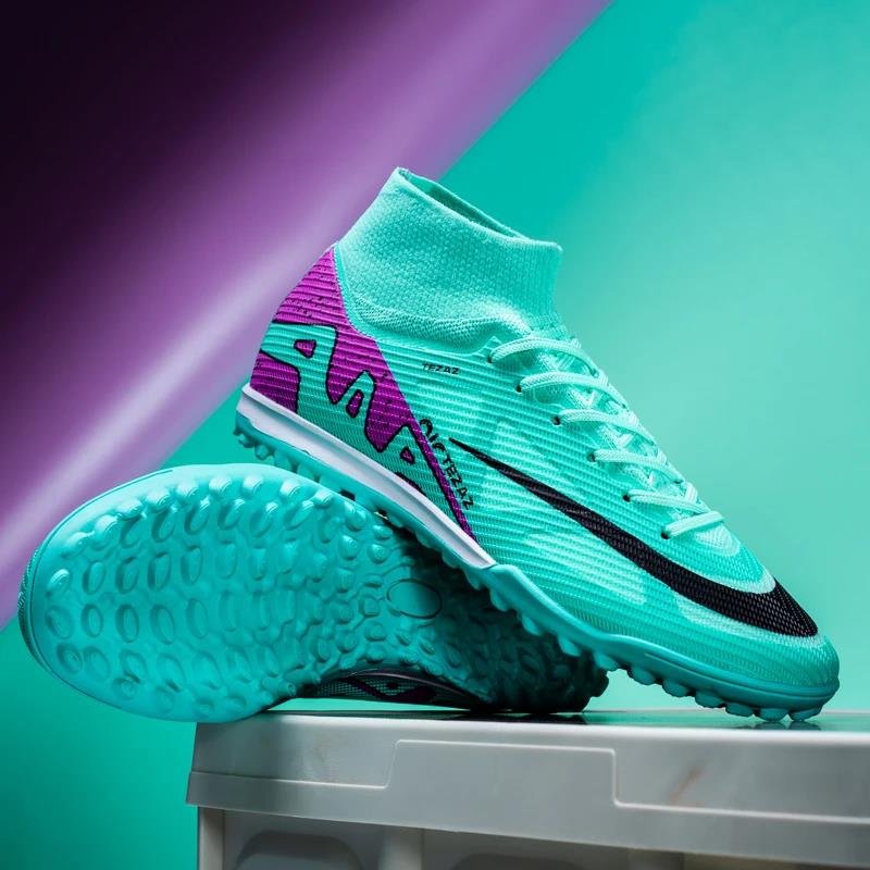 Men's Soccer Cleats Football Shoes with Lace-Up Non-Slip Short Spikes Rubber Outsoles Indoor Firm Ground Turf Futsal Cleat