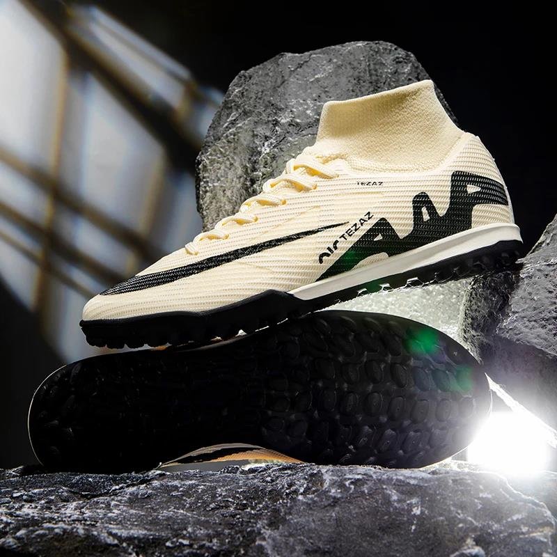 Men's Soccer Cleats Football Shoes with Lace-Up Non-Slip Short Spikes Rubber Outsoles Indoor Firm Ground Turf Futsal Cleat