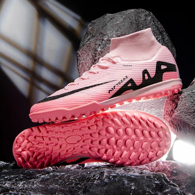 Men's Soccer Cleats Football Shoes with Lace-Up Non-Slip Short Spikes Rubber Outsoles Indoor Firm Ground Turf Futsal Cleat
