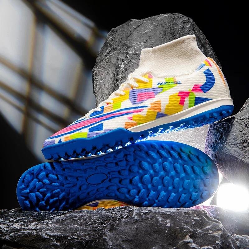 Men's Soccer Cleats Football Shoes with Lace-Up Non-Slip Short Spikes Rubber Outsoles Indoor Firm Ground Turf Futsal Cleat
