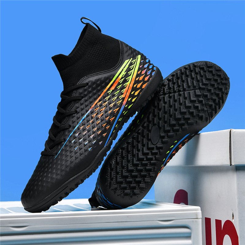 2024 hot school kids high cut broken nail football shoes designer training boots printing long spike soccer shoes for men women