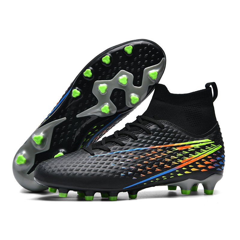 2024 hot school kids high cut broken nail football shoes designer training boots printing long spike soccer shoes for men women