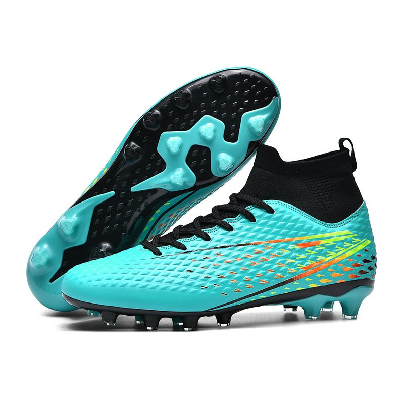 2024 hot school kids high cut broken nail football shoes designer training boots printing long spike soccer shoes for men women